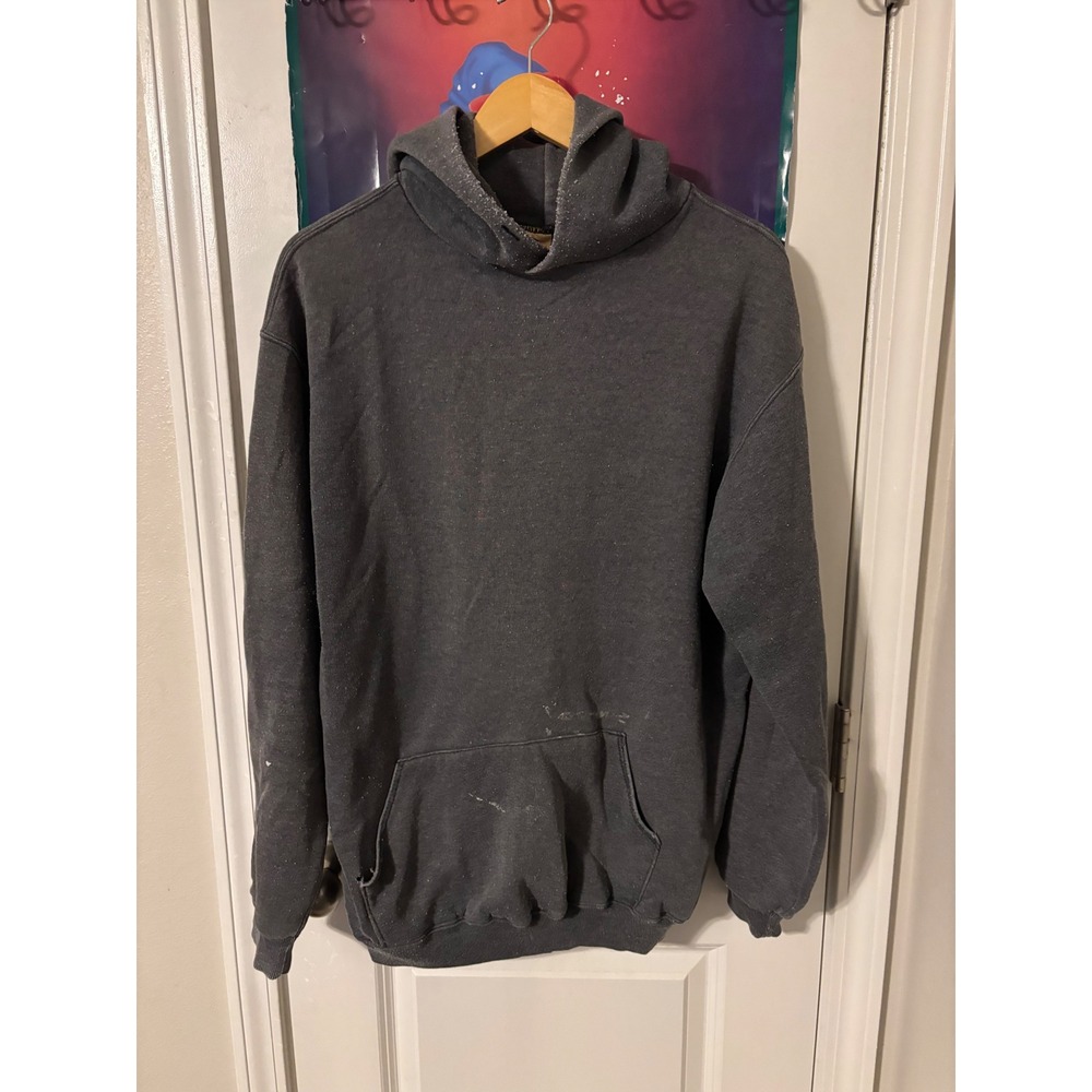 80s Russell Athletic Sweatshirt Hoodie Charcoal Grey Made in USA Men XL Vintage